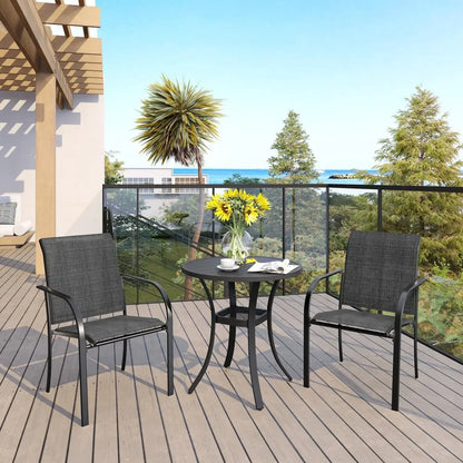 5-Piece Patio Dining Set – Outdoor Furniture Set w/1 Square Table & 4 Stackable Sling Chairs – Patio Dining Furniture