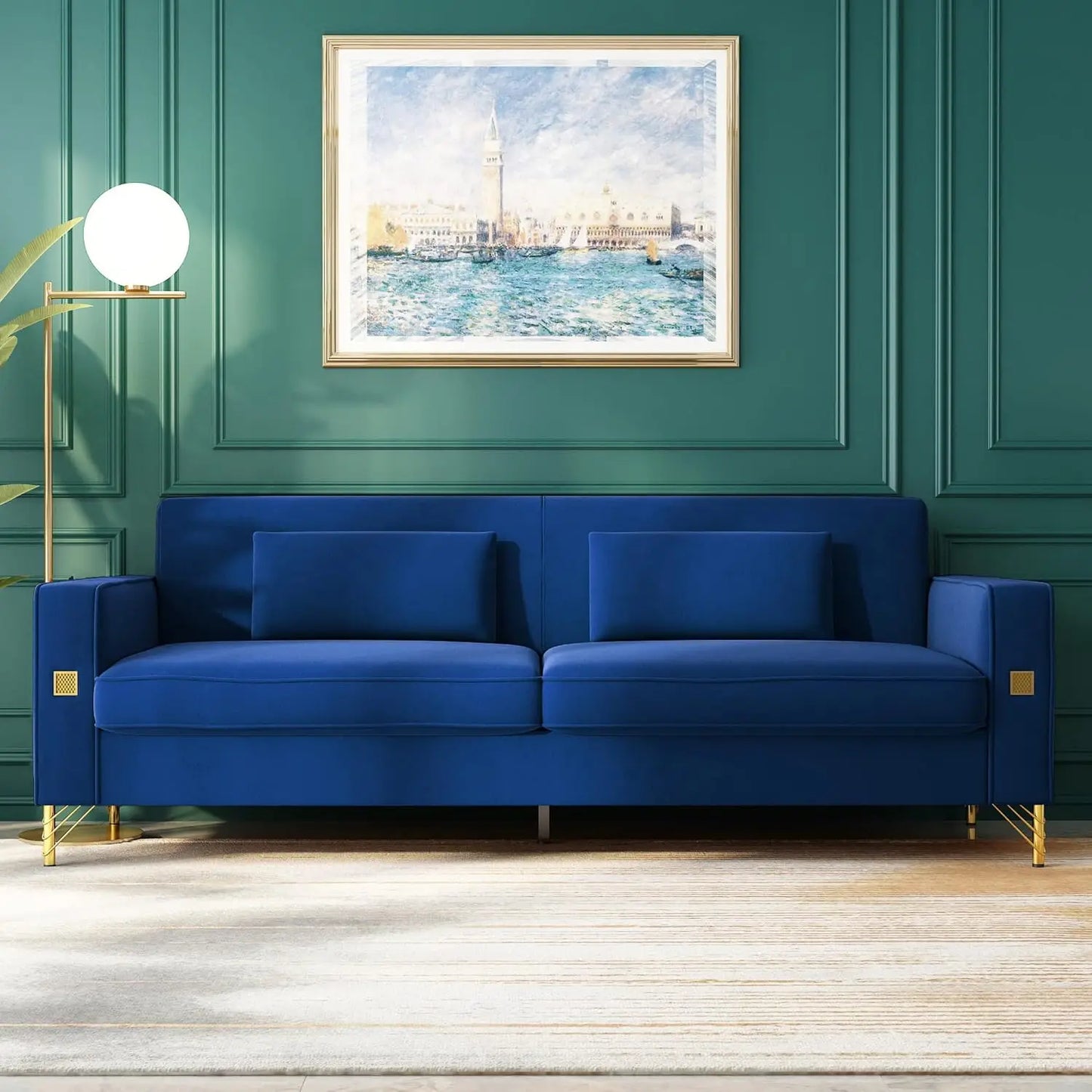85.63" Velvet Sofa,Modern Loveseat Couch with Pillows Set of 2 for Living Room,Bedroom,Apartment Furniture with, Customized