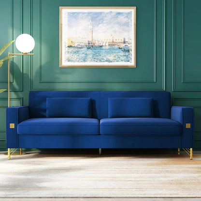 85.63" Velvet Sofa,Modern Loveseat Couch with Pillows Set of 2 for Living Room,Bedroom,Apartment Furniture with, Customized