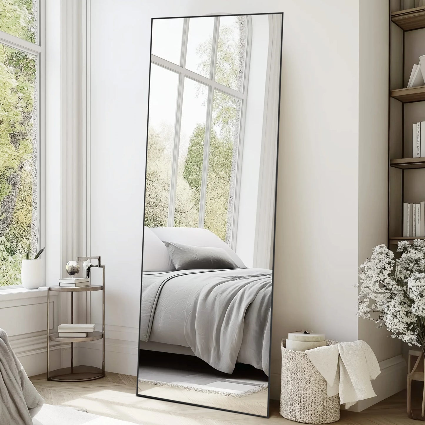 JHK 71"x26" Full Body Wall Mirror Standing Hanging or Leaning Wall-Mounted Mirrors with Stand Aluminum Alloy Frame Living Room