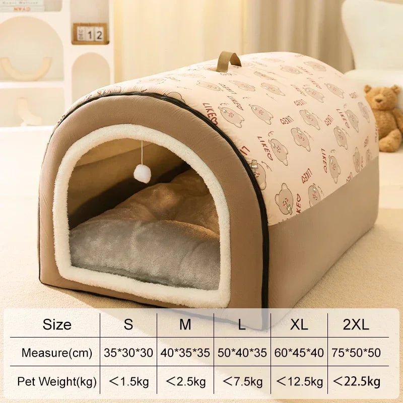 Warm Dog House Detachable Pet Sleeping Bed for Small Medium Dogs Cats Soft Non-slip Dog Kennel Puppy Kitten Nest Pet Supplies