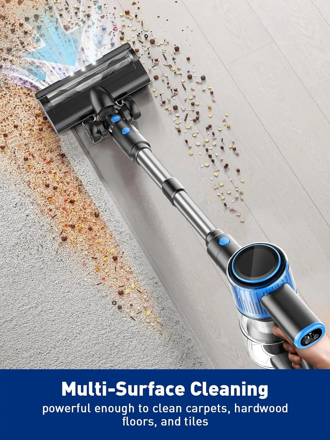 Cordless Vacuum Cleaner, 40Kpa 8-in-1 Lightweight Handheld Vacuum Cleaner 45Mins Runtime Portable Vacuum for Home/Floor/Carpet