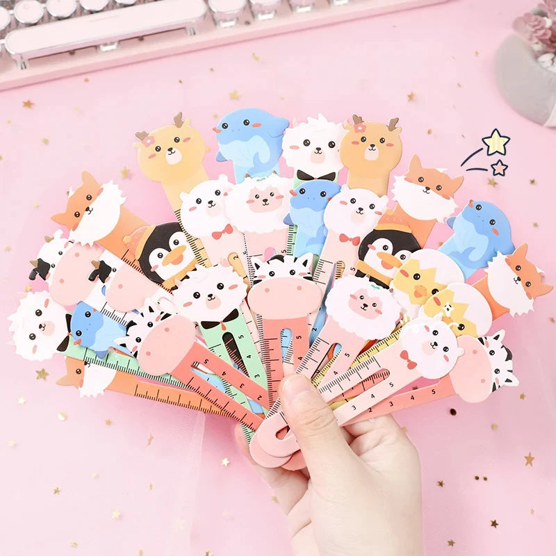 50-Pack Cartoon Animal Bookmarks, Dual-Purpose Bookmarks and Rulers for Office and School Use, Cute Bear and Kitten Bookmarks fo