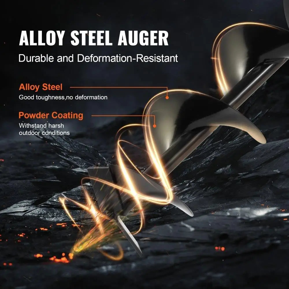 Professional Grade Gas Post Hole Digger 52CC 1450W with 8 inch Drill Bits and Extension Rod