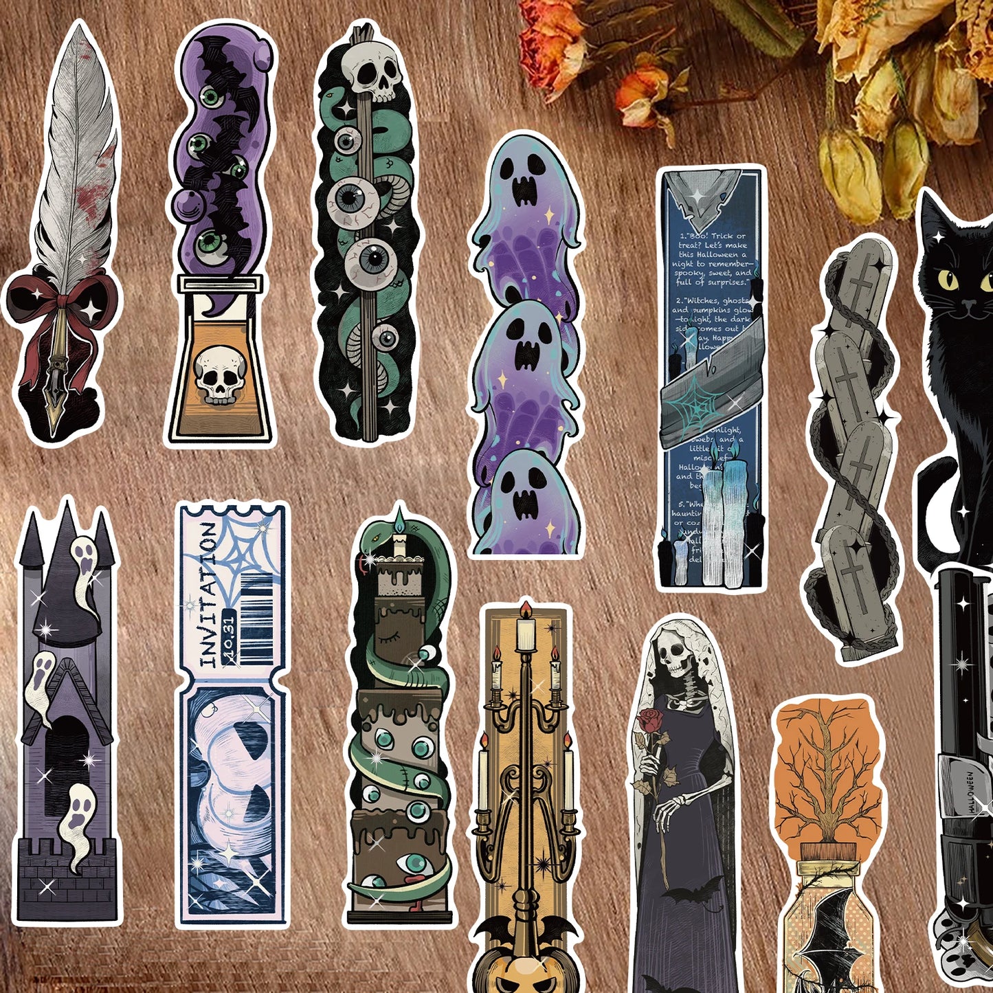 30pcs Retro Horror Bookmarks Halloween Skulls Ghosts Suitable for Teachers Readers and Book Lovers Birthday Gifts
