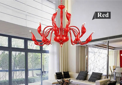 G4 LED Swan chandelier Lighting for Bedroom Foyer Chandelier lustre salon Black White Red gold