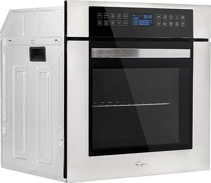 Empava 24 Inch Electric Single Wall Oven 10 Cooking Functions Deluxe 360° ROTISSERIE with Sensitive Touch Control