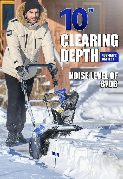 ZZM  Snow Blower Cordless 40V Electric Brushless with LED 2Pcs 40V 4.0Ah Battery Longer Running Time for Wet Snow and Heavy Snow