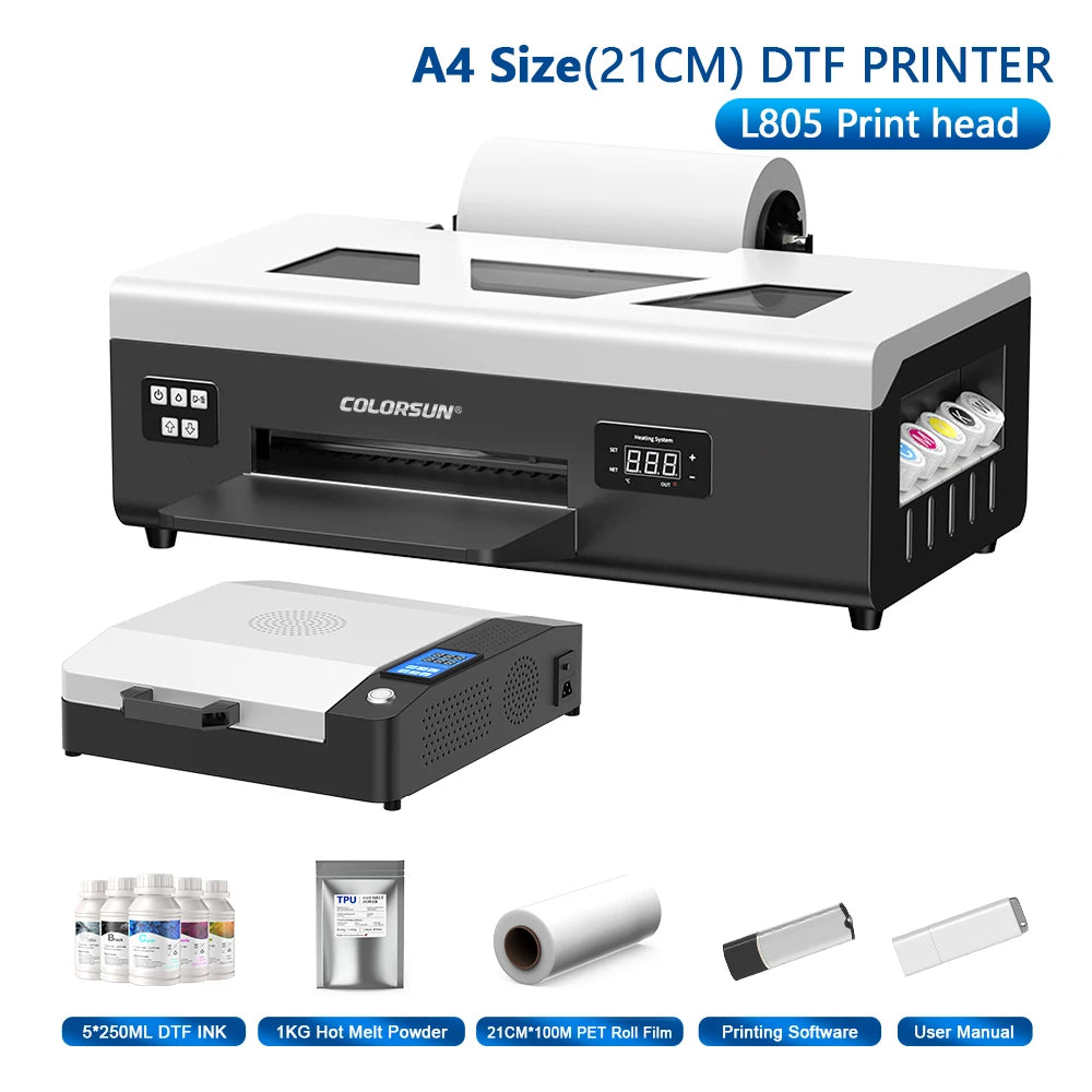 Colorsun A4/A3 DTF Printer Impressora T-Shirt Printing Machine A3/A4 DTF Printers For T-Shirt Hoodies Cloth all Fabric