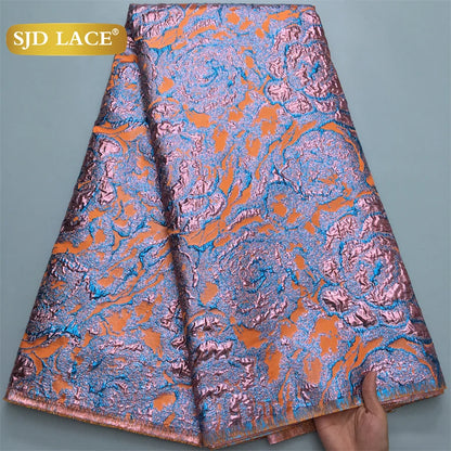 SJD LACE Nigerian Brocade Lace Fabric 2025 High Quality French Gilded Jacquard Lace Damask Dress For Women Wedding Party Sew4096
