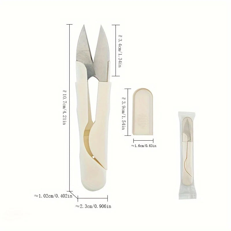 2-piece set - U-shaped scissors with safety handle - durable plastic thread and embroidery scissors for precise cutting, ideal V