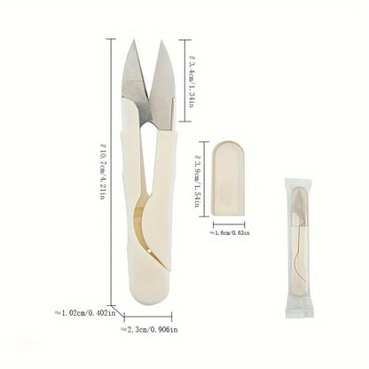 2-piece set - U-shaped scissors with safety handle - durable plastic thread and embroidery scissors for precise cutting, ideal V
