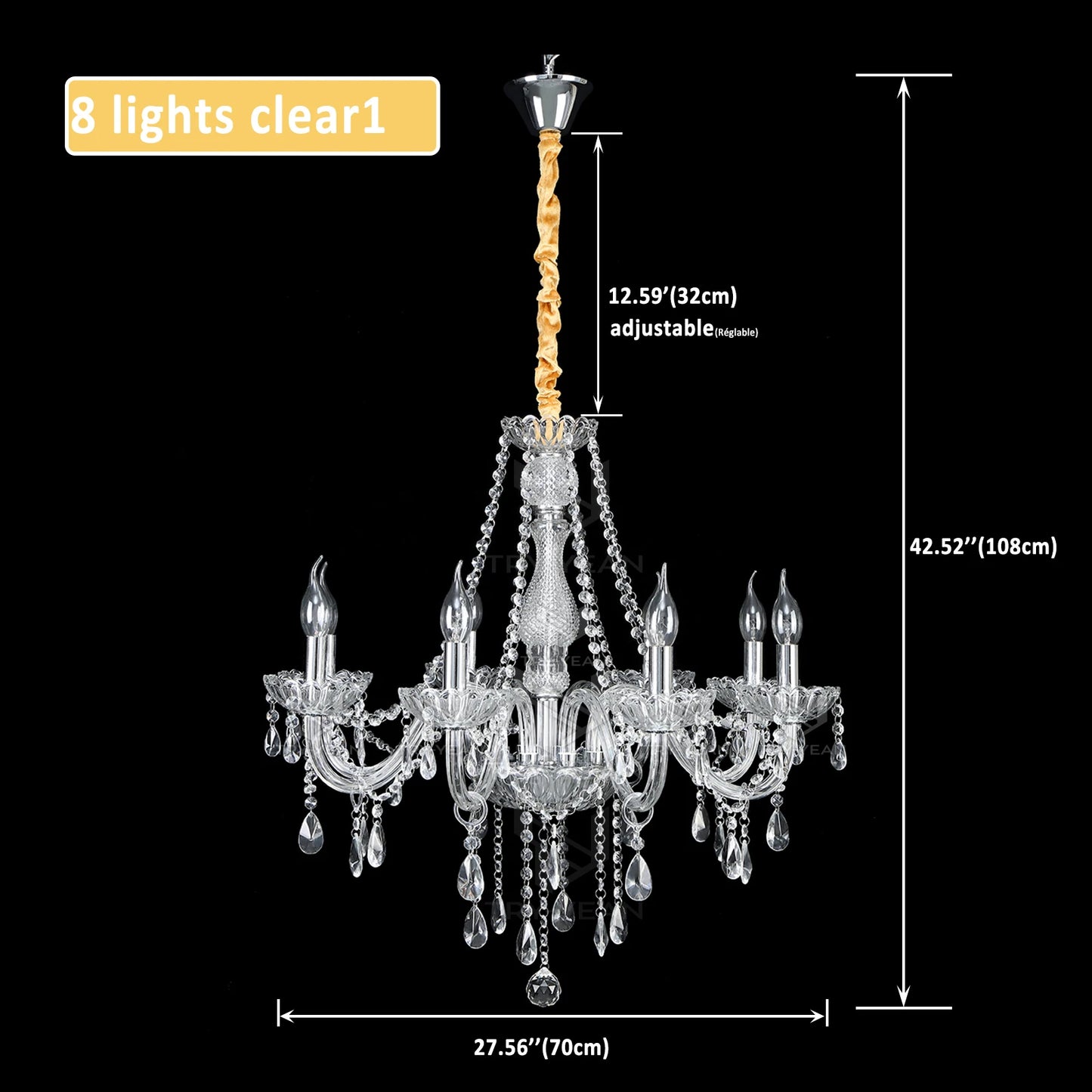 8Arms Modern Crystal Chandelier Luxury Crystals Lights Home Living Room Bedroom Wedding Decor Hanging Lamp Lobby Suspension