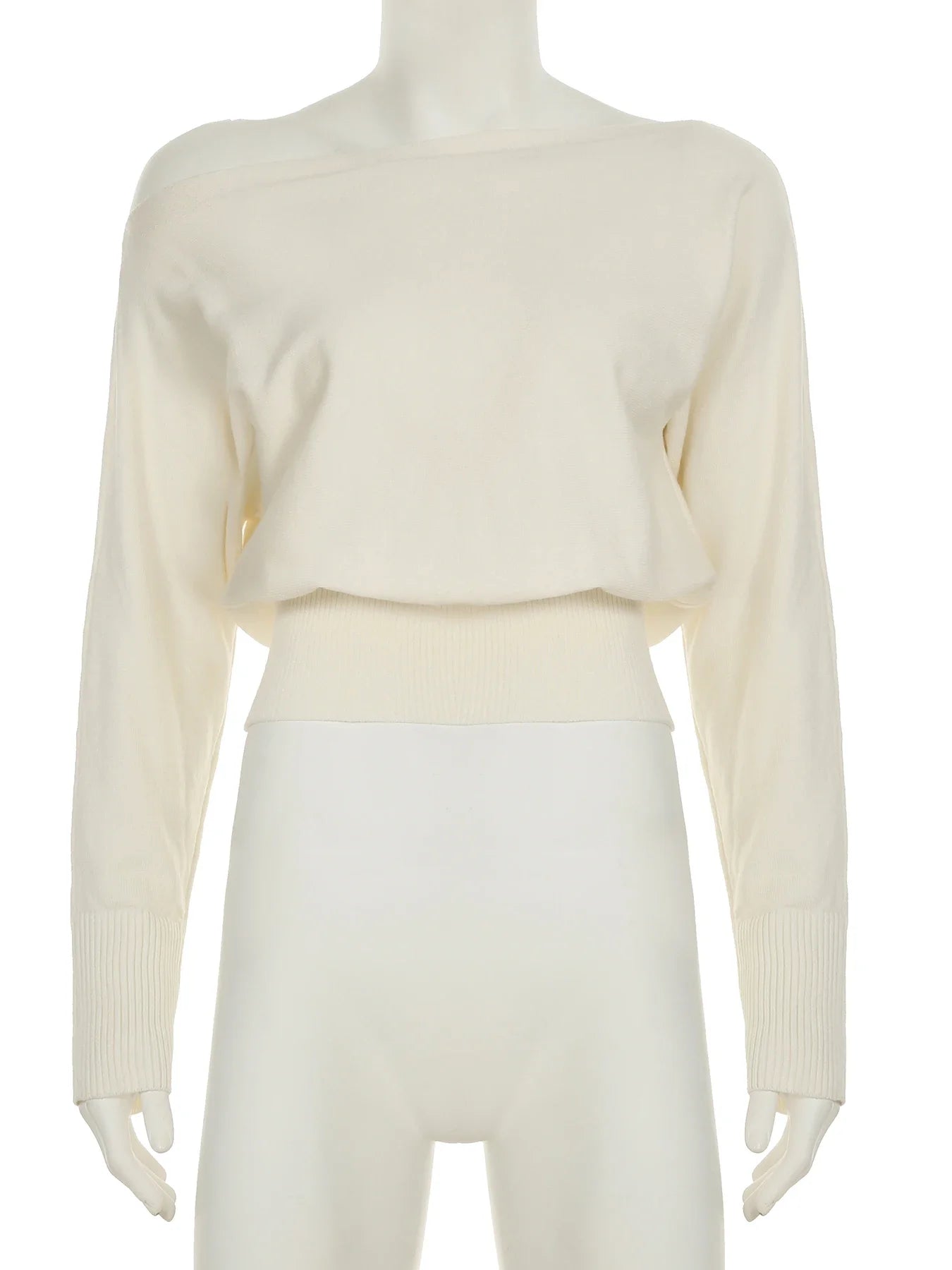 Solid Off-Shoulder Sweater Loose Slash Neck Long Sleeve Knitted Pullovers Women Autumn Winter Fashion Casual Lady