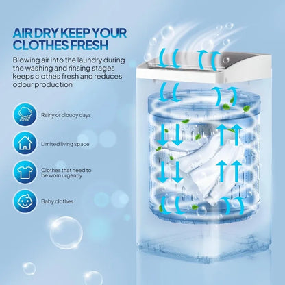 ROVSUN 17.8LBS Full Automatic Washing Machine and 1.5CuFt Portable Clothes Dryer Set, Compact Laundry Washer