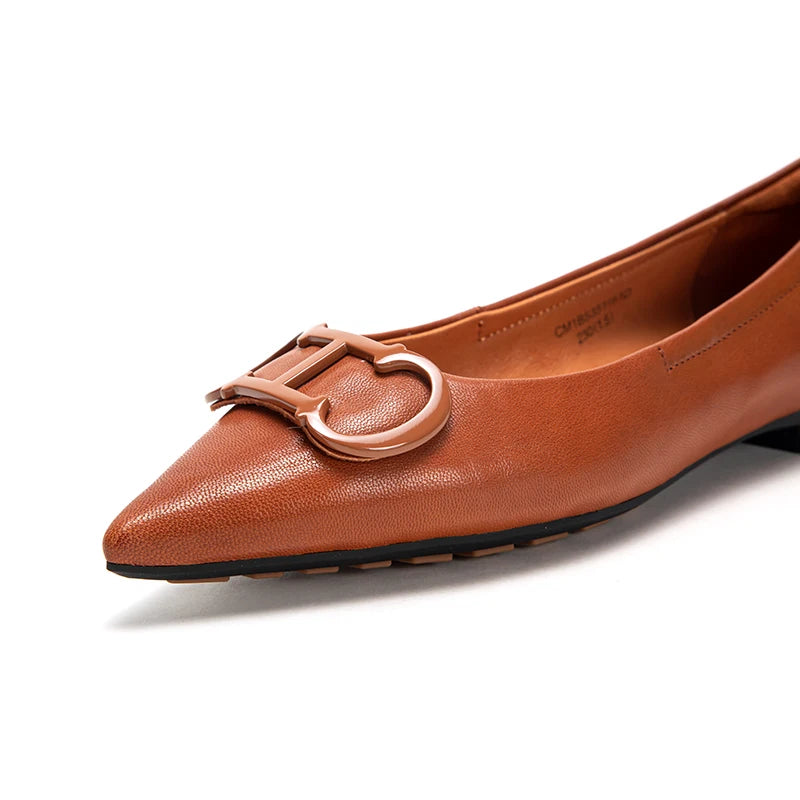 Pure Colour Simple Retro Classic Women's Single Shoes Fashion Exquisite Hundred Matching Pointed Head Design Women's Flat Shoes