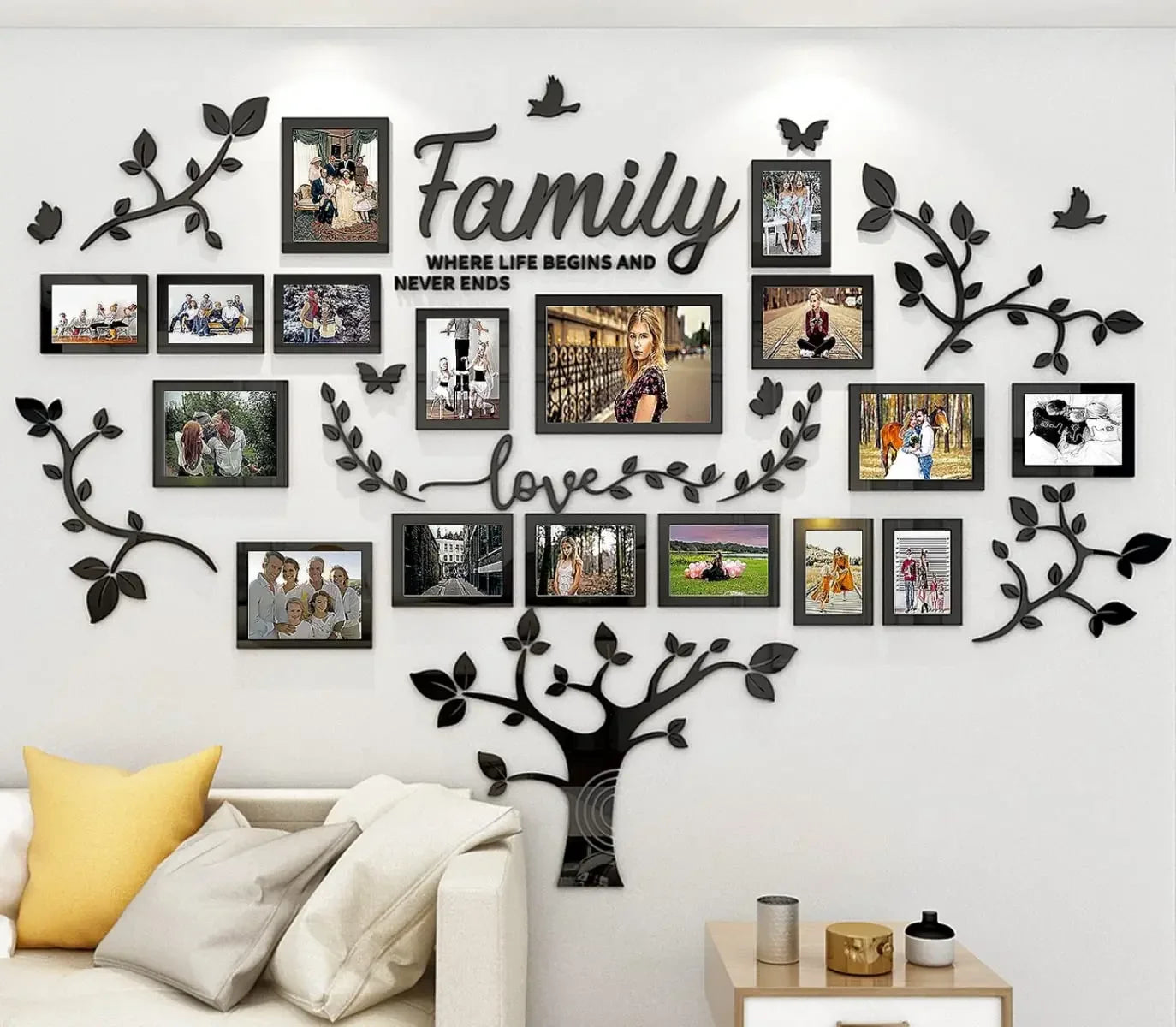 DIY wall decoration, living room family tree, wall decoration stickers, 3D photo frame collage wall decoration, living room wall