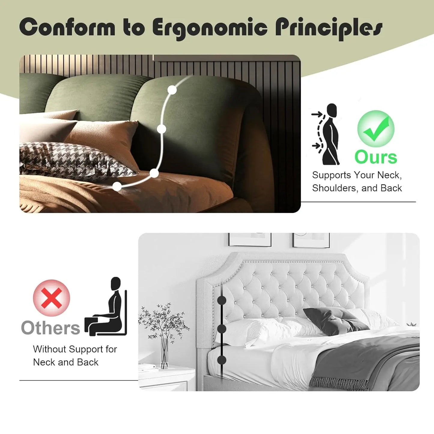 King Size Luxury Upholstered Cloud Bed Frame – Solid Wood Modern Platform Bed with Oversized Padded Backrest &, Customized