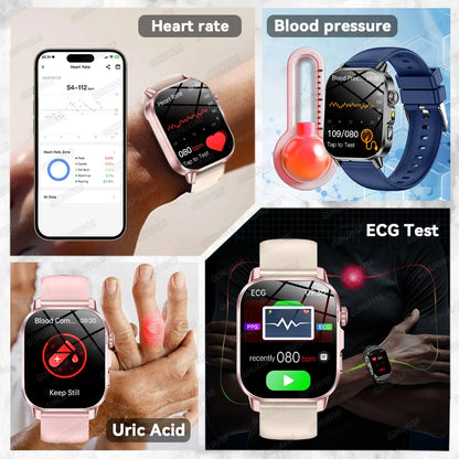 2026 New AI Health Diagnosis Smart Watch Body Analysis Uric Acid Blood lipids ECG+PPG Blood pressure call Smart watch Men Women