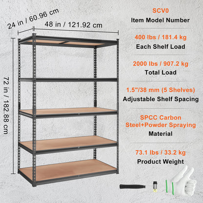 SucceBuy 5 Layers Standing Storage Shelving Unit Heavy Duty Organizer Metal Rack for Kitchen Living Room Warehouse Flower Stand