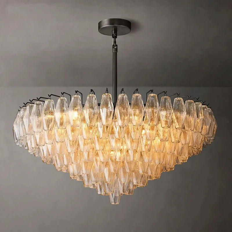Luxury American Glass Chandelier Ceiling Light Modern Chandeliers for Living Room Pendant Lights Lustre Salon Dining Table Set