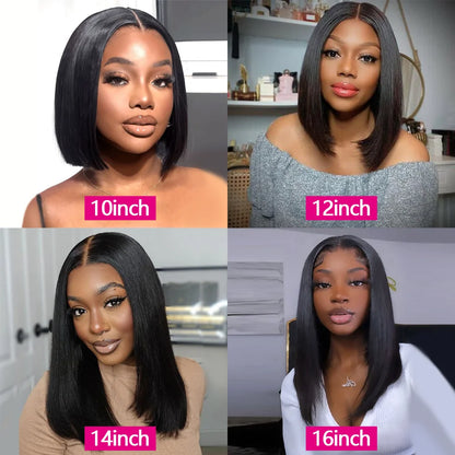 Straight Glueless Wig Human Hair Ready To Wear Short Bob Wigs For Women Transparent Pre Cut 4x4 Human Hair Wigs Bleached Knots