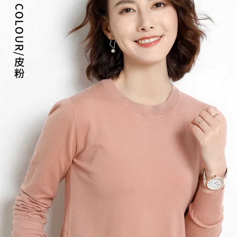 Autumn And Winter Cashmere Sweater Women's Crew Neck Pullover Casual Knitted Top Women's Short Undercoat Fashion 18 Colors