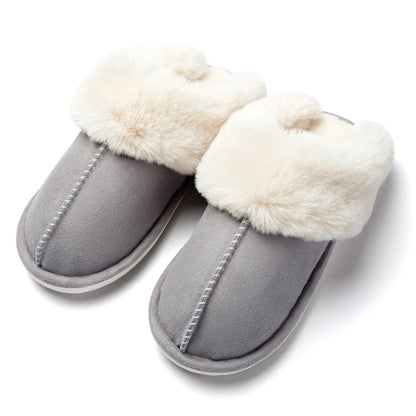 Women's Plush Warm Home Flat Shoes Soft And Comfortable Autumn Winter Cotton Shoes Indoor Plush Couple Slippers