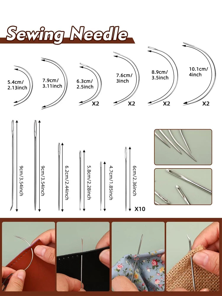 47Pcs Heavy Duty Sewing Kit with Thread Needle Sewing Awl Scissors Sewing Kit for Car Seats Carpets Shoes Backpacks DIY Crafting