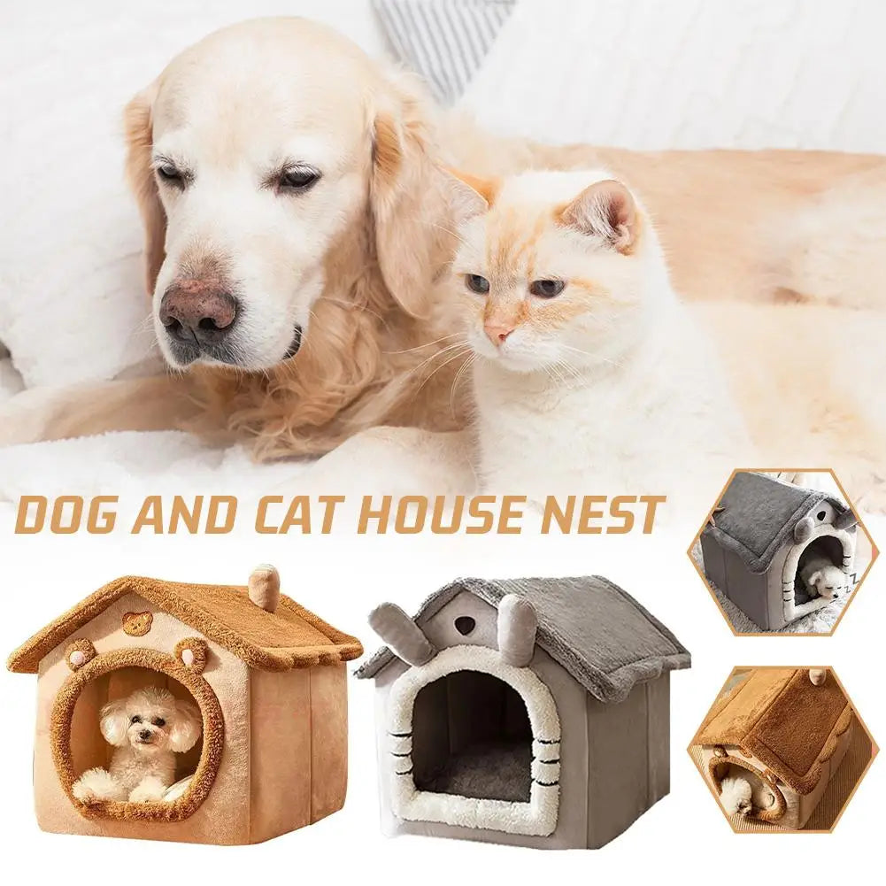 Thickened Pet Warm House Cat And Dog House Winter Warm Universal For All Seasons Detachable And Washable Cute New Comfortab G4R0