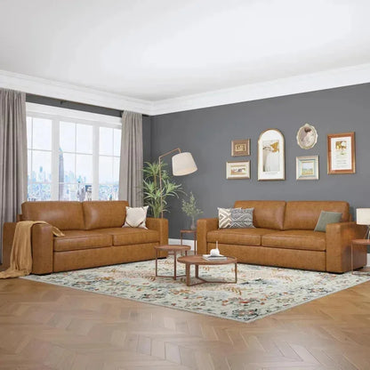 RPD4-Loveseat Set of 2.Living Room Furniture Set.Oversized Faxu Leather Sofa.Upholstered 3 Seater Sofa Deep Seats.Detachable Sof