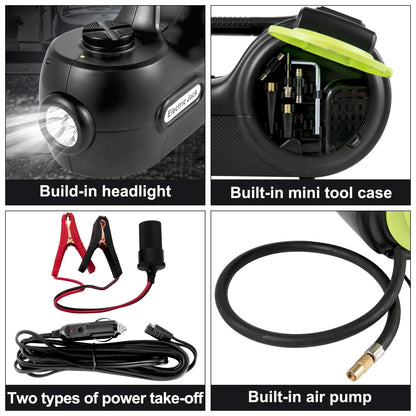 SucceBuy 4-In-1 Electric Car Jack 12V 5T Portable Hydraulic Jack Impact Wrench Tire Compressor Lifting LED Light Car Repair Tool