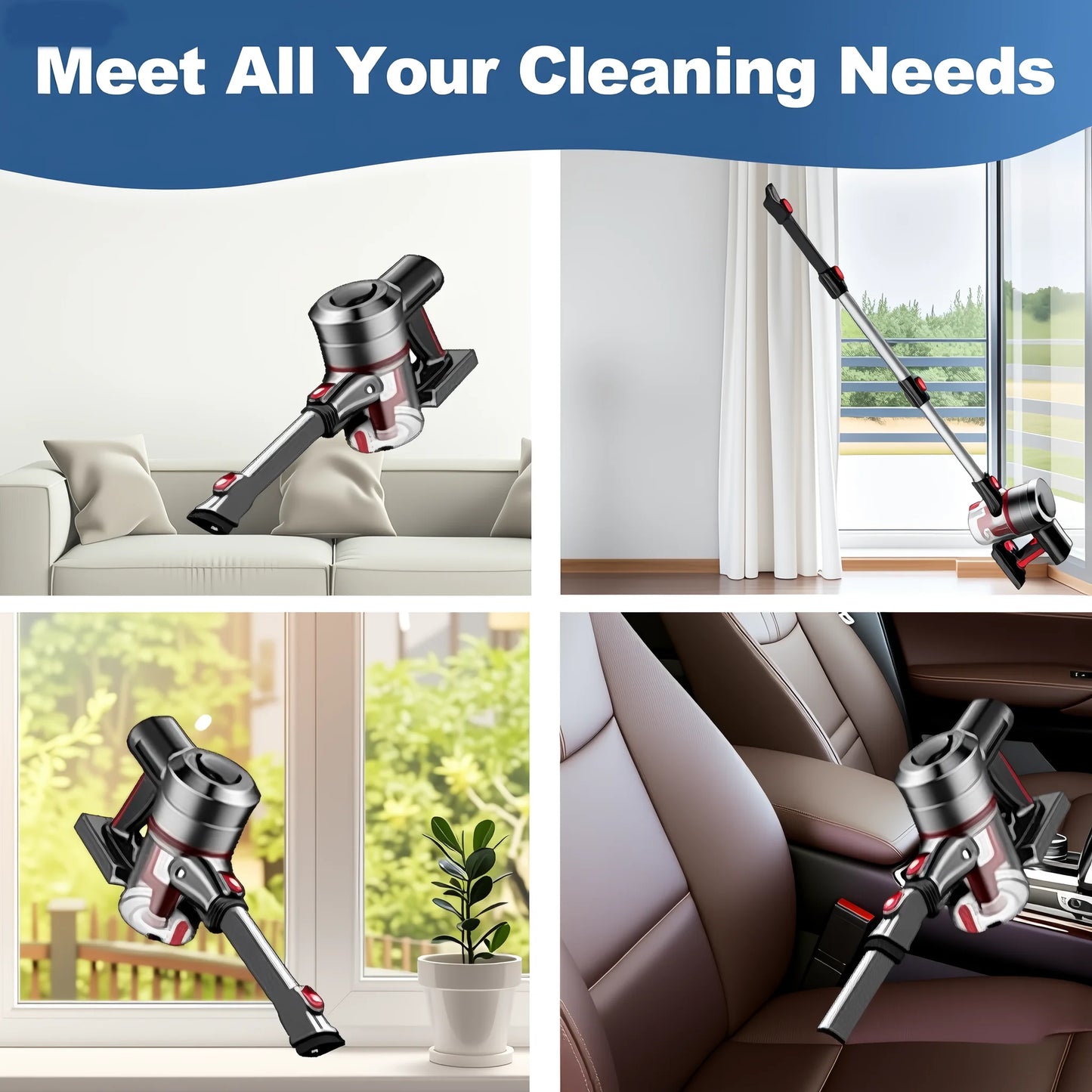 New Powerful Cordless Vacuum Cleaner Convenient Battery Charging V-shaped Anti-tangle