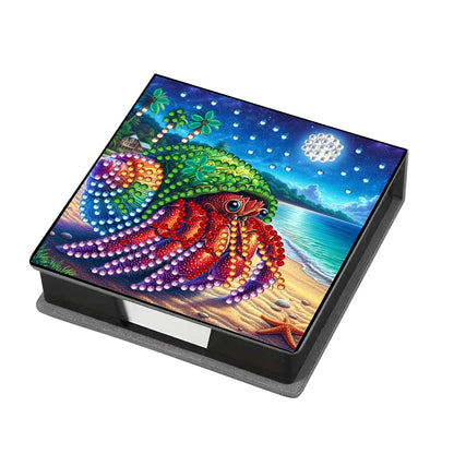 Flowers Leather Diamond Painting Notecard Box Gem Art Sticky Note Holder Gem Painting Memo Pad Holder Mosaic Kit for Home Office