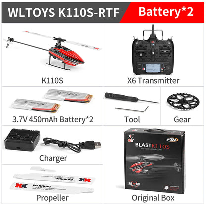 Wltoys XK K110S 6CH 3D 6G System Remote Control Toy Brushless Motor 2.4G RC Helicopter BNF/RTF Compatible With FUTABA S-FHSS