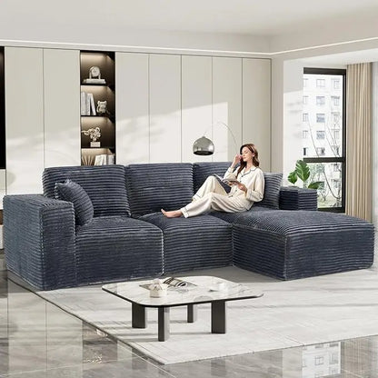 108" Comfy L Shaped Sectional Couches, Modular Sectional Sofa Boneless Cloud Couch for Living Room, Modern Deep Seat Cozy