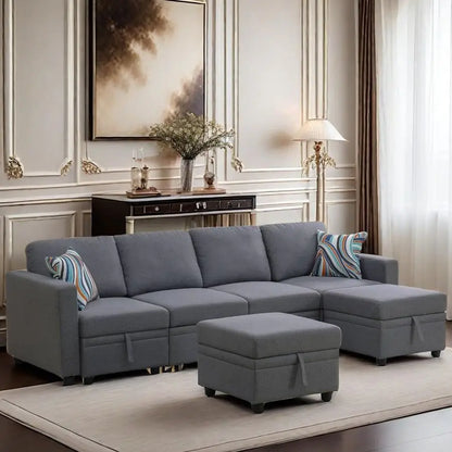 Sofa Couch Bed, Convertible Sofa Bed with Armrests, Sectional Sofa with Storage Seat U Shaped Sectional Couch with Reversible C
