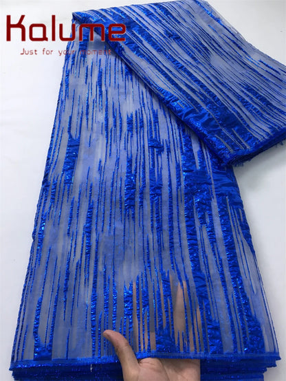 Kalume Lace Luxury African Tulle Brocade Lace Fabric High Quality French Gilding Lace Fabric For Sew Cloth Diy Party Dress F4063