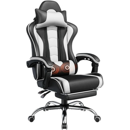 Ergonomic Gaming Chair with Swivel Seat&Headrest, Adjustable Video Game Chair with Massage Lumbar Support and Footrest Height