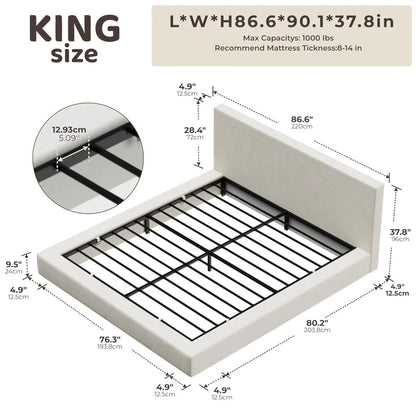 Cloud Upholstered  Bed Frame with Headboard, 5 Inch Foam Padded Platform, No Box Spring, Easy Assembly , Customized