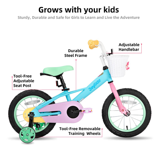 JOYSTAR 12 14 16 Inch Kids Bike for 2-7 Years Girls 33-53 Inch Tall, Toddler Girl Bike with Training Wheels, Rainbow Bikes