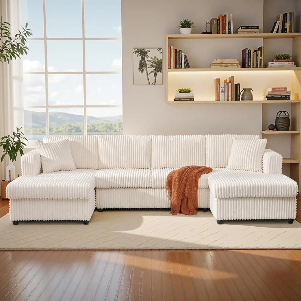 123" U-Shaped Sectional Sofa: Two L-Shape Chaise | 2 Cloud Couch Sectional with Two Pillows | Couches for Living Room,Customized
