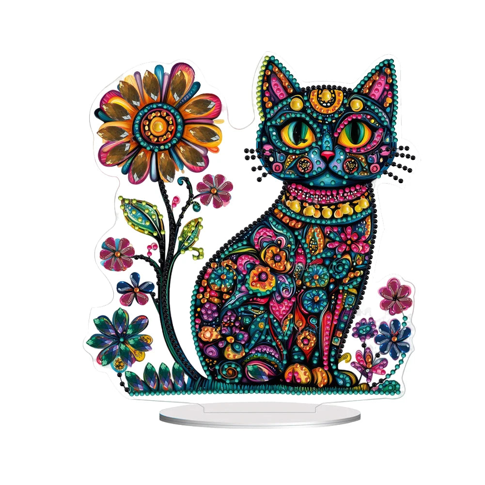 2D Flat Halloween DIY Desktop Diamond Art Kits Single Drill Diamond Painting Desktop Ornaments Kit for Home Office Desktop Decor