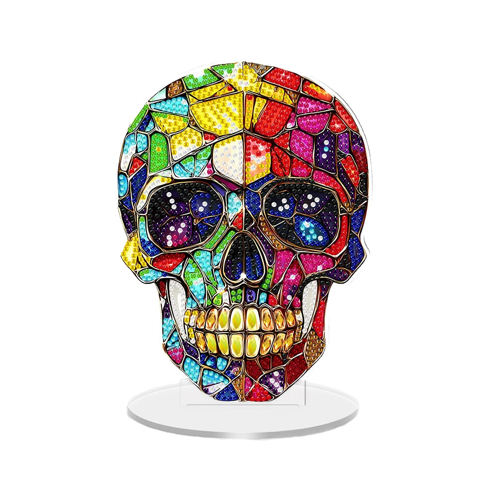 2D Flat Halloween DIY Desktop Diamond Art Kits Single Drill Diamond Painting Desktop Ornaments Kit for Home Office Desktop Decor