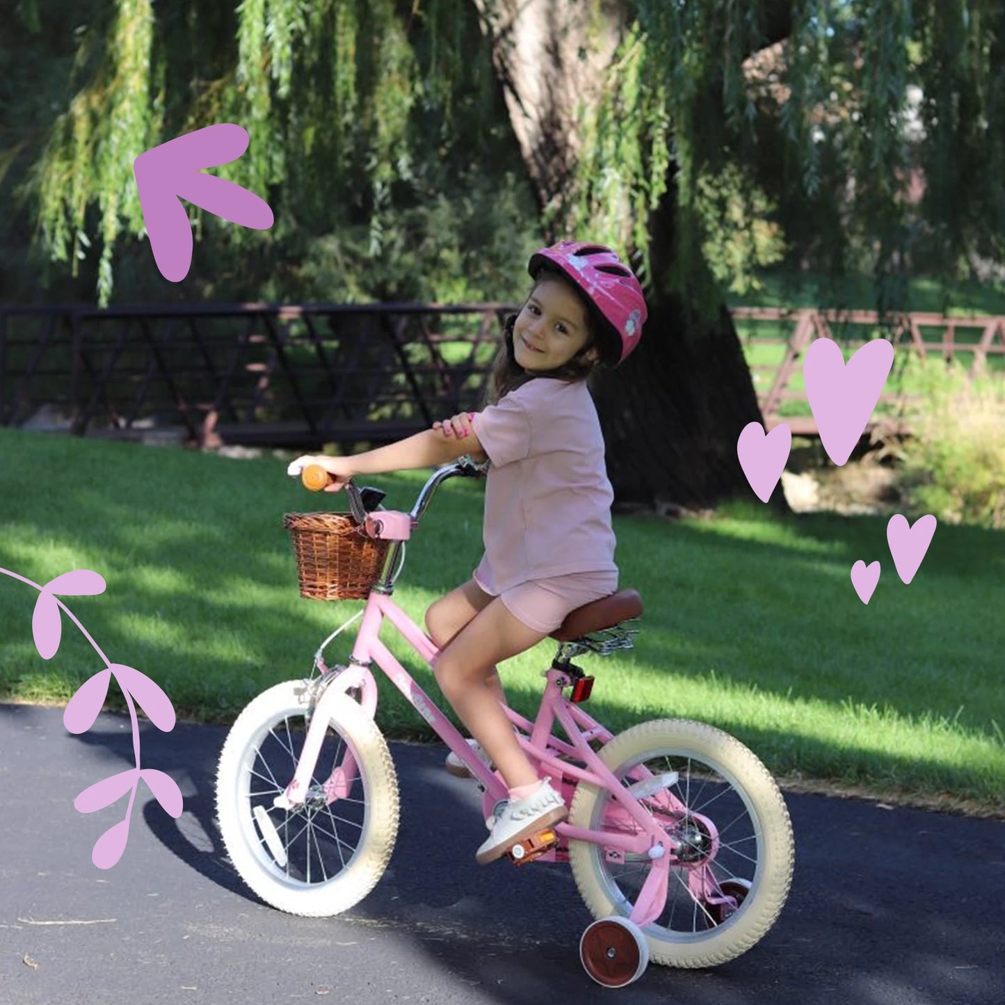 JOYSTAR Retro Style Girls Bike for 2-12 Years Kids, 12 14 16 Inch Kids Bike with Training Wheels, 20 Inch with Kickstand, Pink