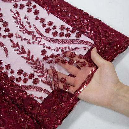 SJD LACE French Mesh Bridal Lace Fabric Beads African Sequins Lace 2025 Hot Sale Nigerian Beads For Women Wedding Dress Sew 3803