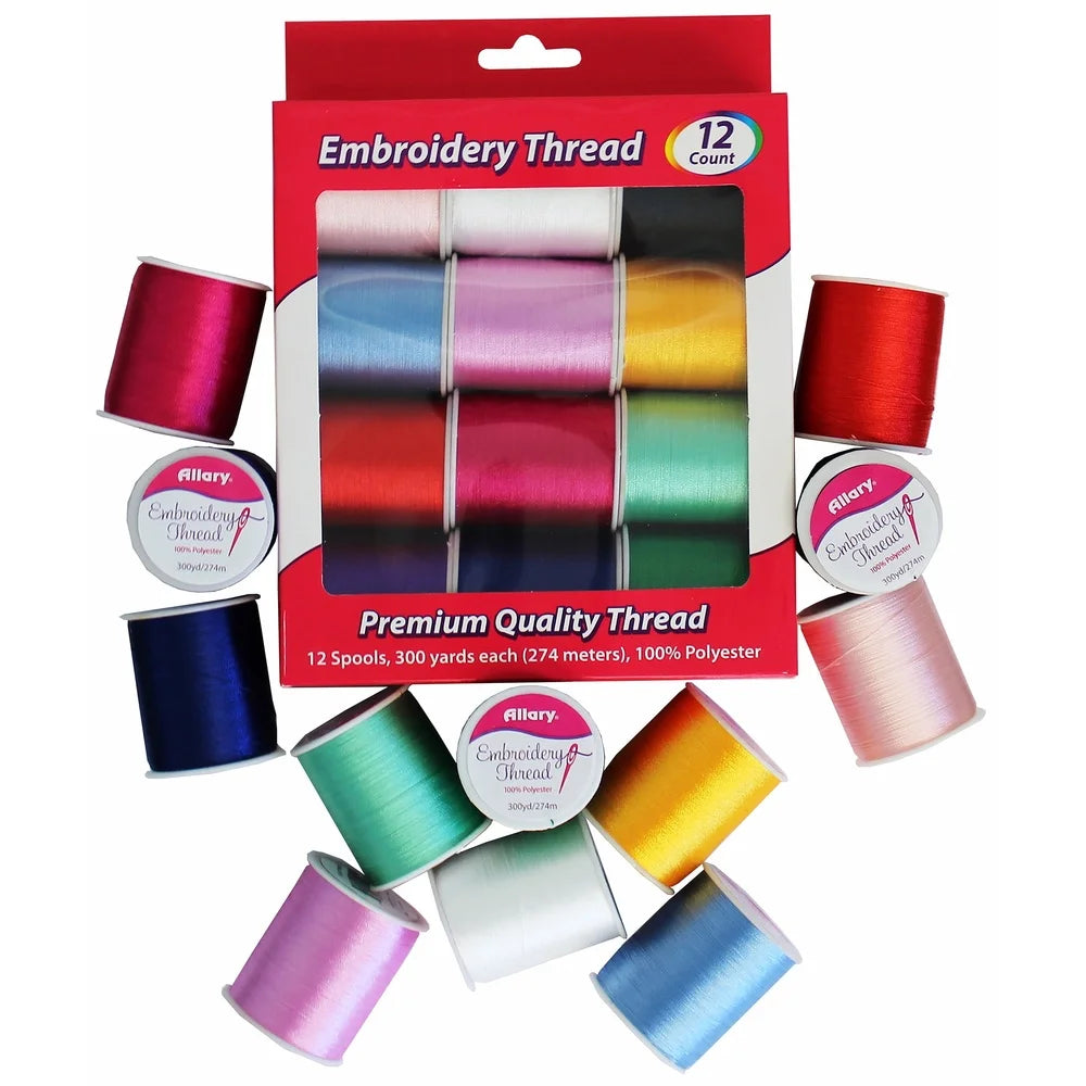 100 Polyester Embroidery Thread Assorted Colors 300 Yd Spools 12 Ct Durable Quality Machine Hand Sewing Projects