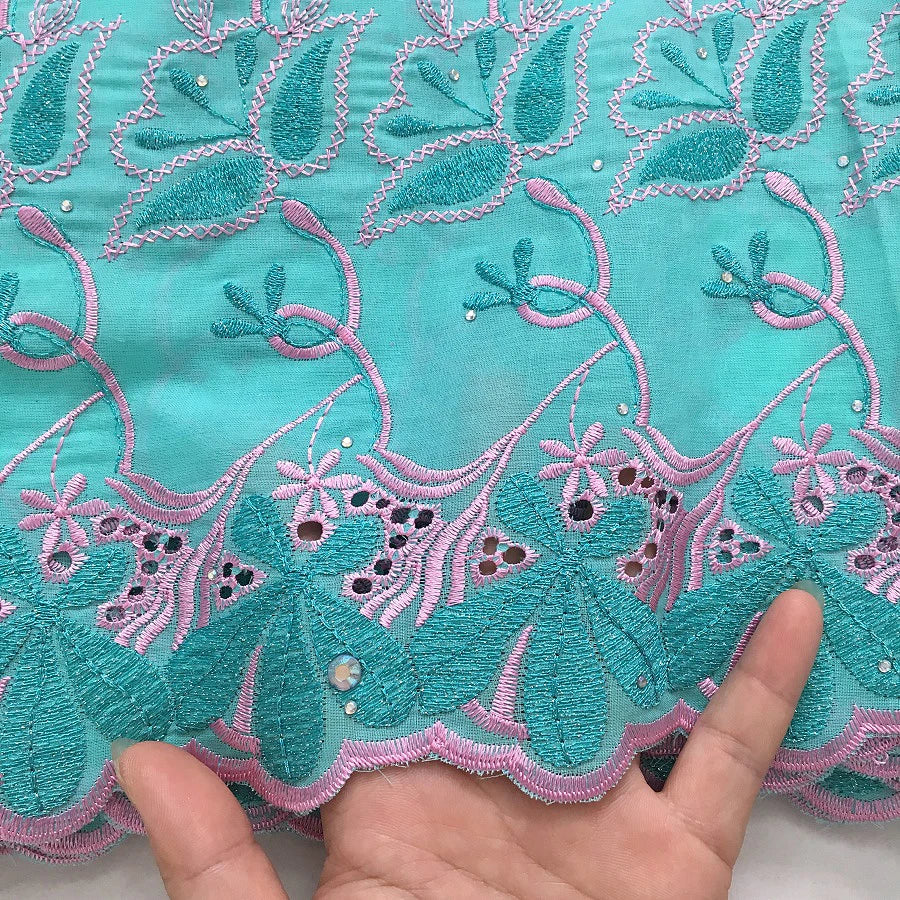 SJD LACE African Nigerian Cotton Lace Fabrics 5Yards 2025 High Quality Embroidery Swiss Voile Lace for Women Party Dresses 4370