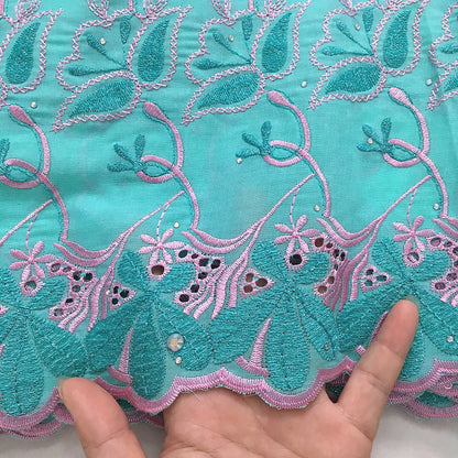 SJD LACE African Nigerian Cotton Lace Fabrics 5Yards 2025 High Quality Embroidery Swiss Voile Lace for Women Party Dresses 4370