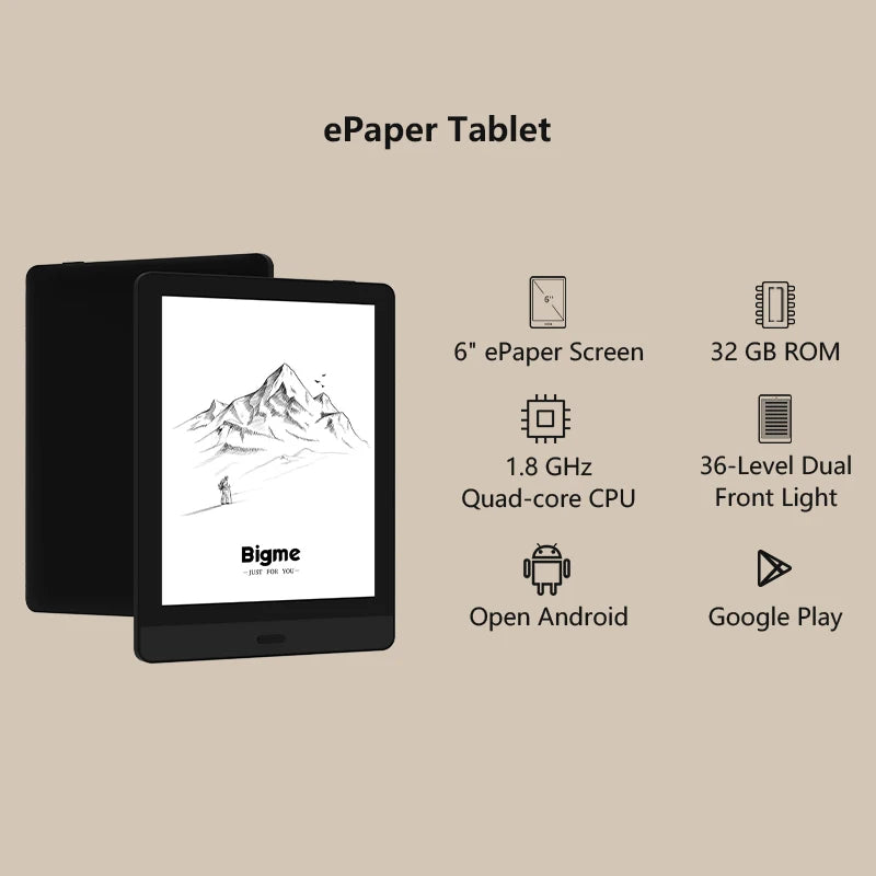 BIGME READ 6-inch E-paper Portable Ebook Reader: Android Open System, Supports Google Play & Kindle APP electronic book tablet